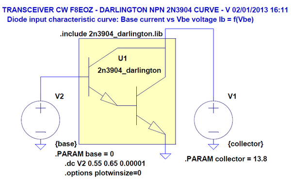 Figure 5: Amplificateur audio - Etage Darlington - Simulation LTspice en régime variable Ib = f(Vbe)