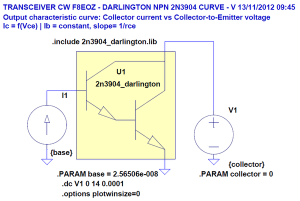 Figure 9: Amplificateur audio - Etage Darlington - Simulation LTspice en régime variable Ic = f(Vce)| Ib constant