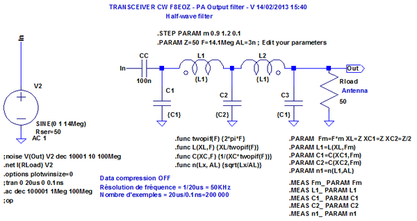 Figure 3: Filtre passe-bas du PA - Simulation LTspice en fréquences
