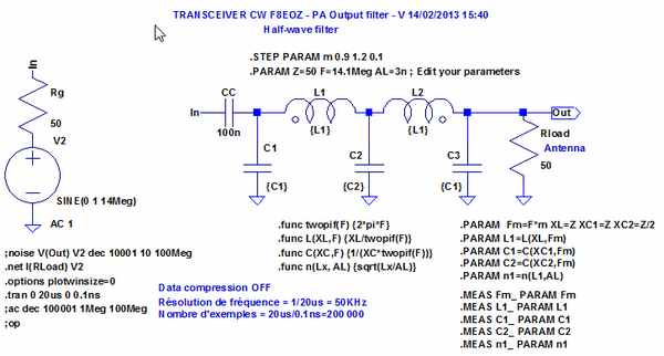 Figure 1: Filtre passe-bas du PA - Simulation LTspice en fonction du temps